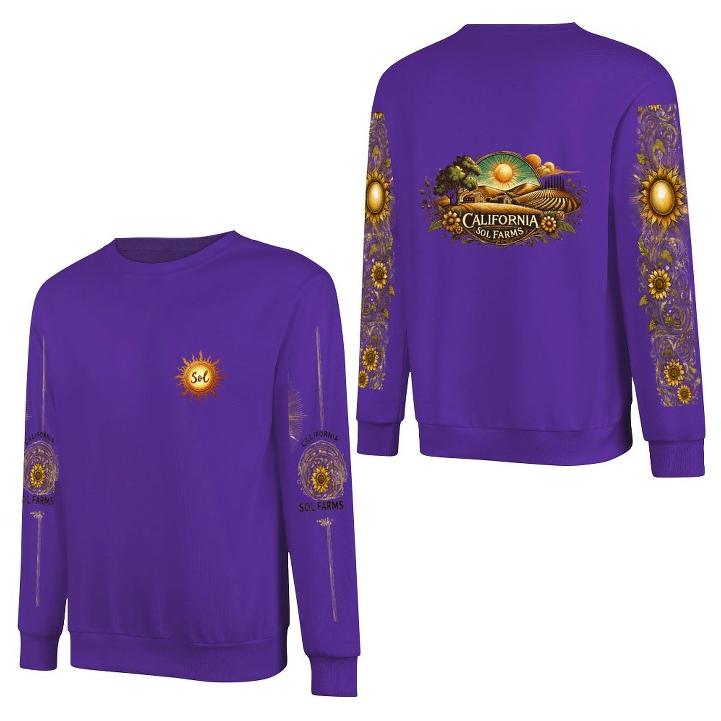 California Sol Farms - DTF 250gsm Cotton Men's Sweatshirt (Dual-sided+Sleeve Printing)