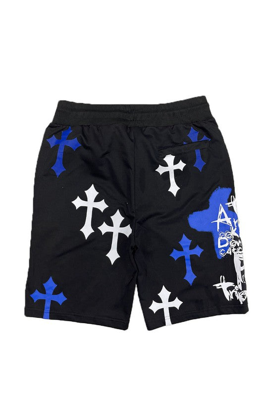 Weiv Mens Chrome Cross Skull Shorts