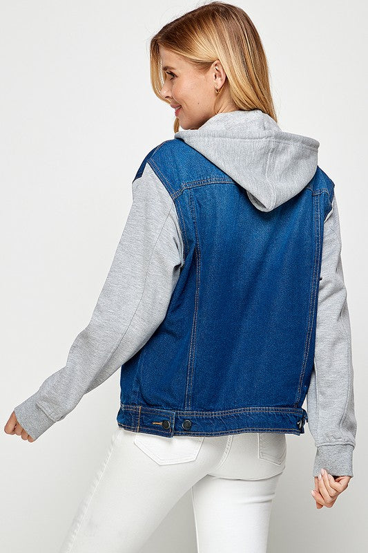 Women's Denim  Jacket with Fleece Hoodies