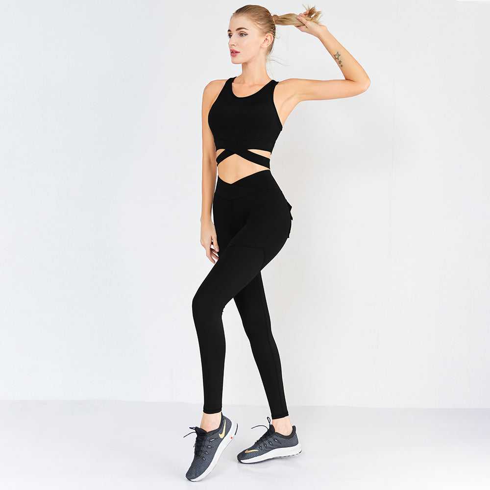 Women 2 Piece Organic Yoga Clothing Workout Outfits