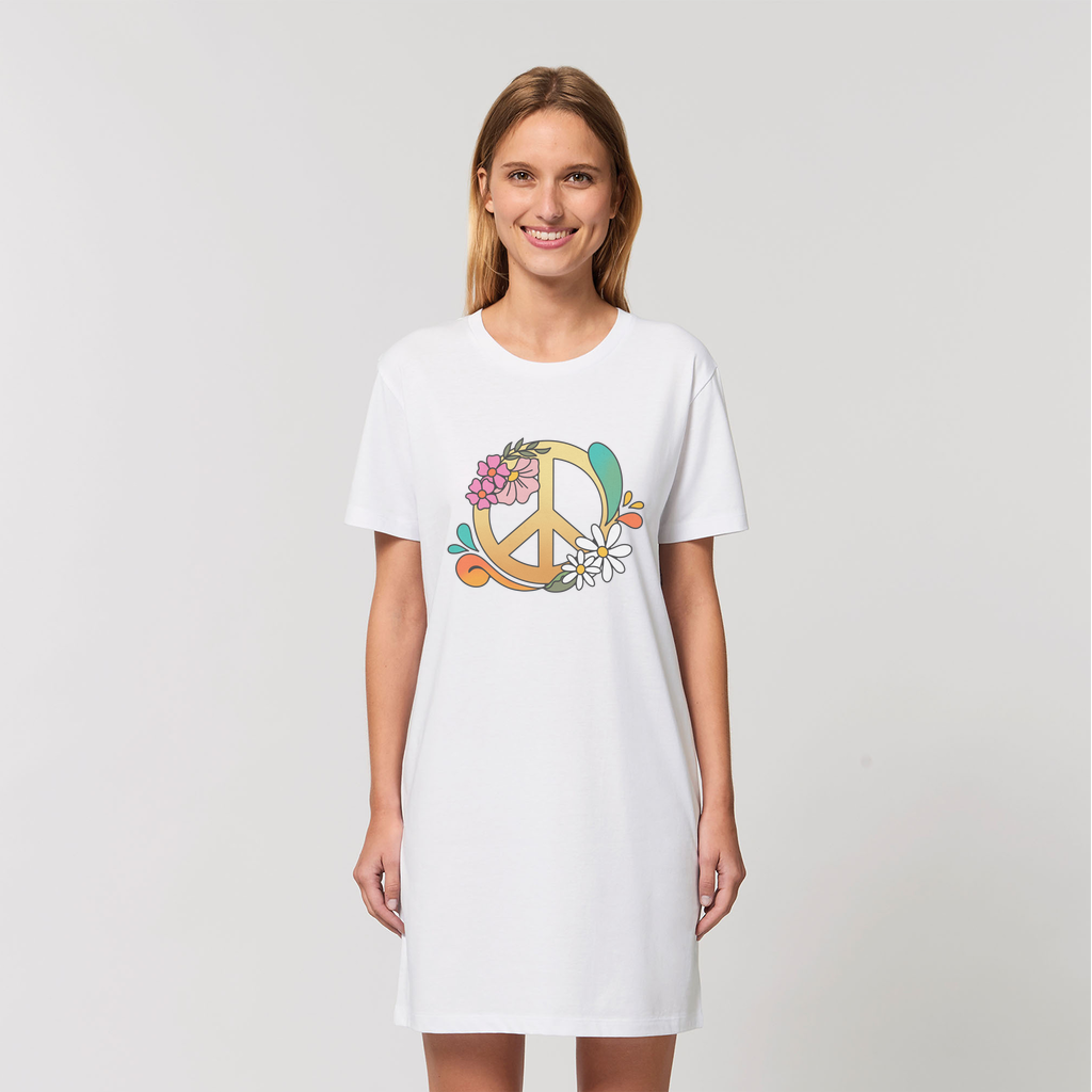 Boho Peace Organic T-Shirt Dress