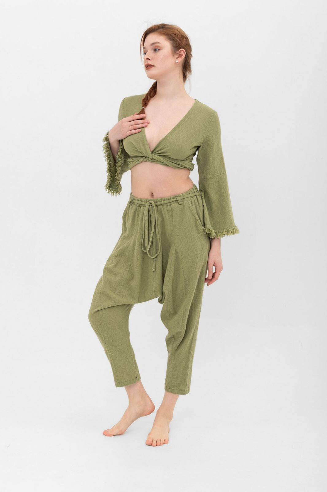 Organic Cotton Boho Wrap Crop Top