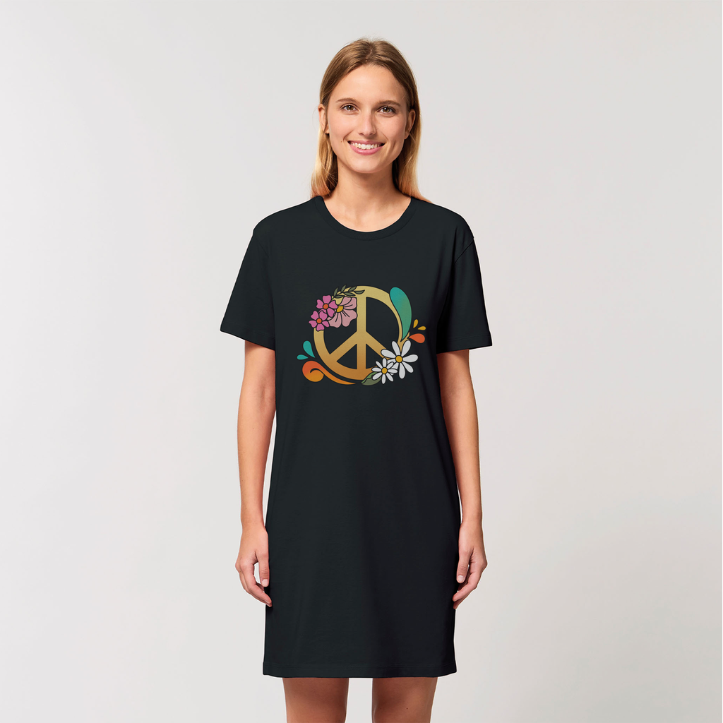 Boho Peace Organic T-Shirt Dress