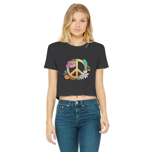 Boho Peace Classic Women's Cropped Raw Edge T-Shirt