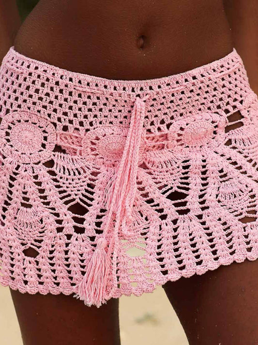 Handmade Crochet Beach Skirt Bikini Cover Up  two piece set