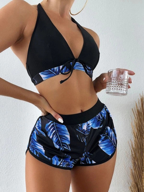 New fashionable multi-color printed sexy bikini three-piece set