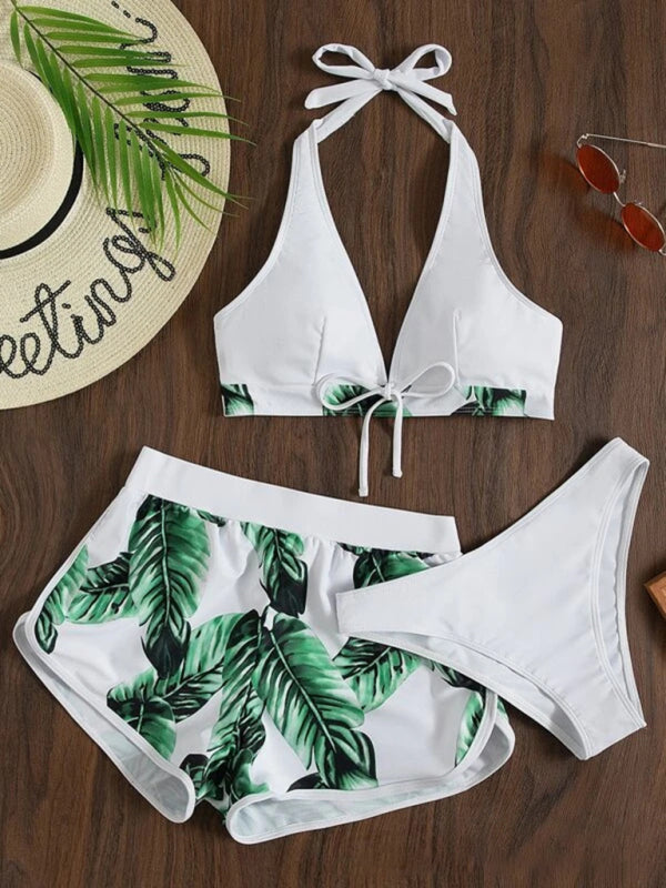 New fashionable multi-color printed sexy bikini three-piece set